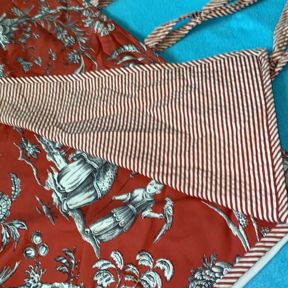 SHOWER CURTAIN Toile chinoiserie print fabric removable lining SZ 53” W X 78” L - Picture 4 of 10